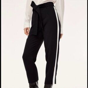 Aritzia Wilfred Tuxedo Pant 00 Stripe Pleated Trousers High Waist Straight leg